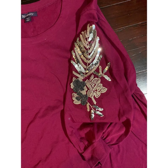 Roaman's Sweat Shirt Pullover Plus Size 1X Pink - Picture 3 of 7